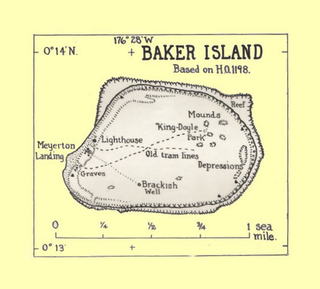 Detailed old map of Baker Island