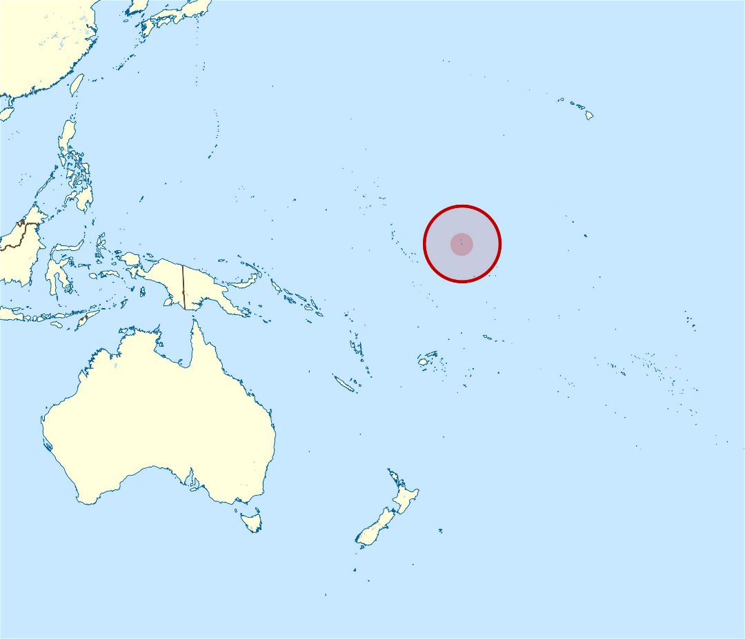 Large location map of Baker Island in Oceania