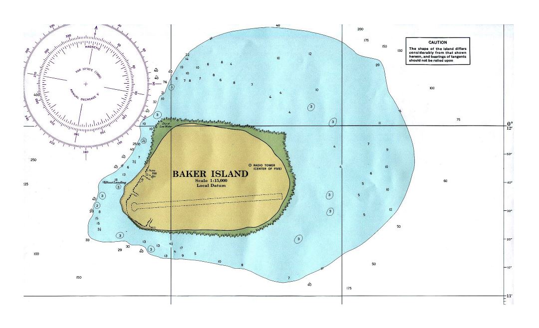 Large nautical map of Baker Island