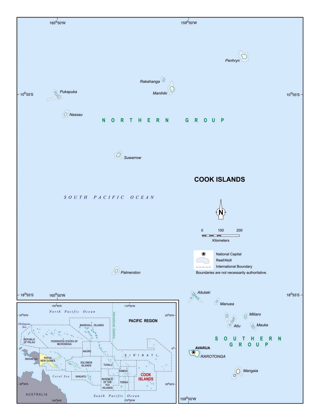 Large political map of Cook Islands