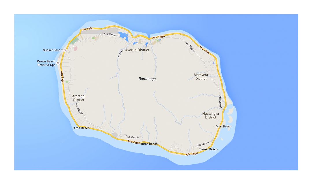 Large road map of Rarotonga, Cook Islands