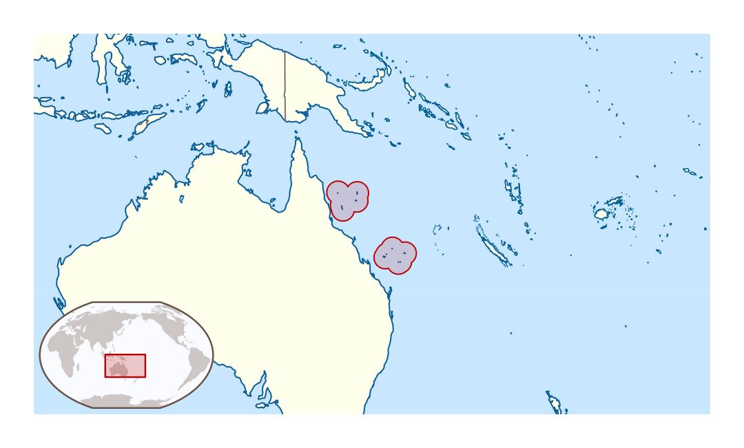 Large location map of Coral Sea Islands