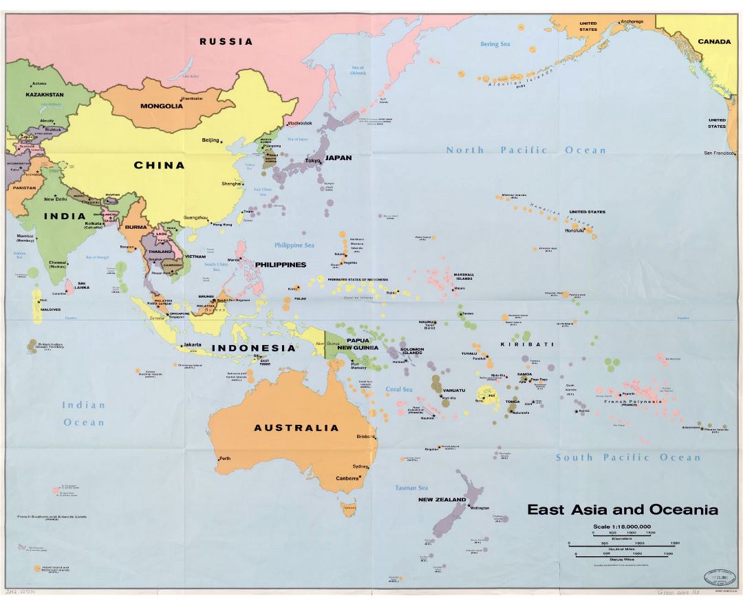 detailed political map of east asia and oceania preview