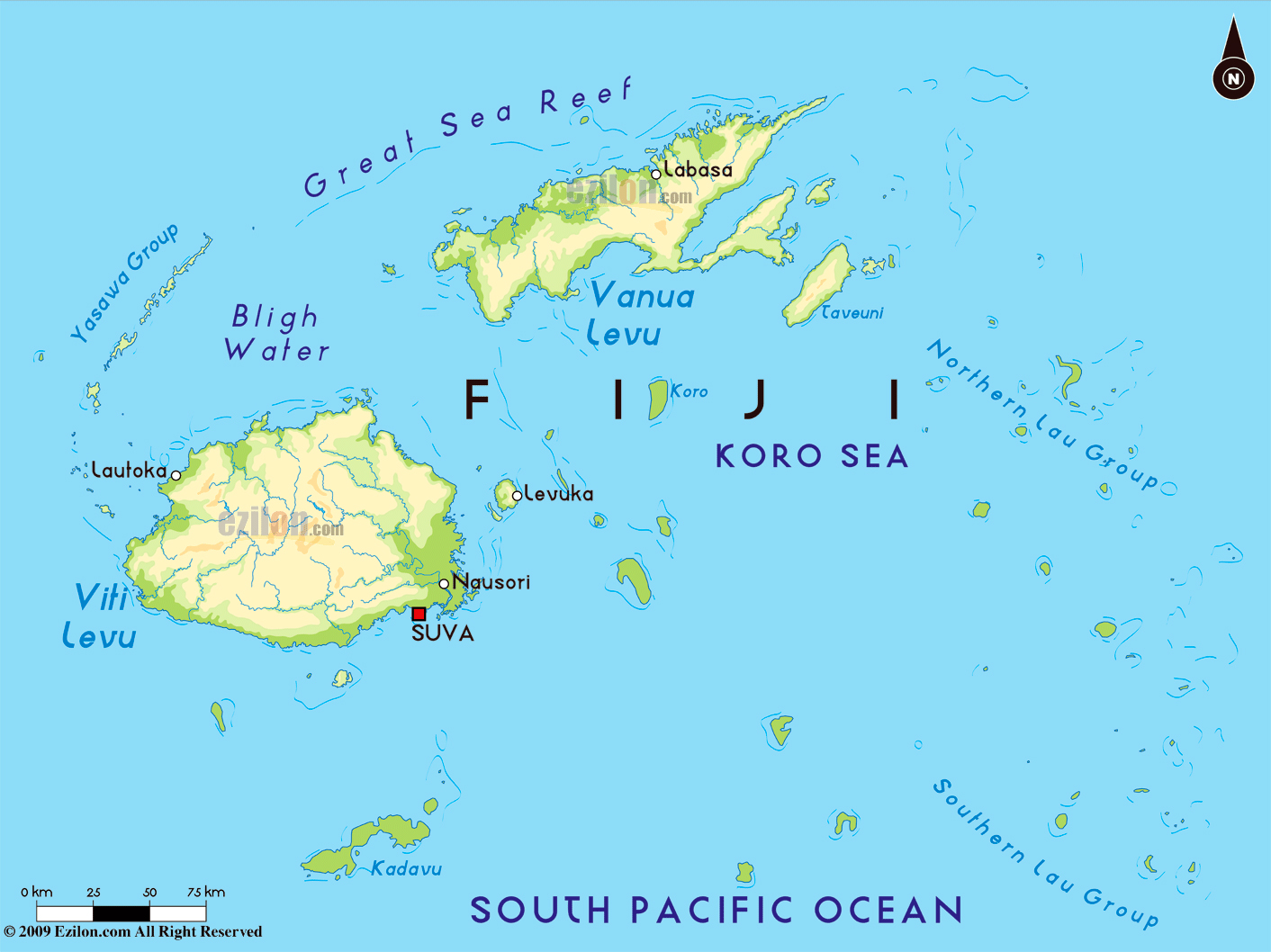 Fiji Map With Cities