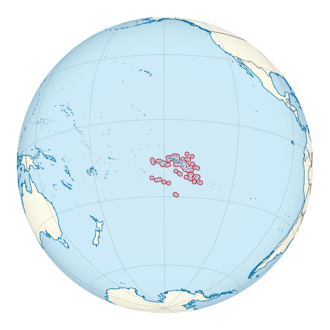 Large location map of French Polynesia in Oceania