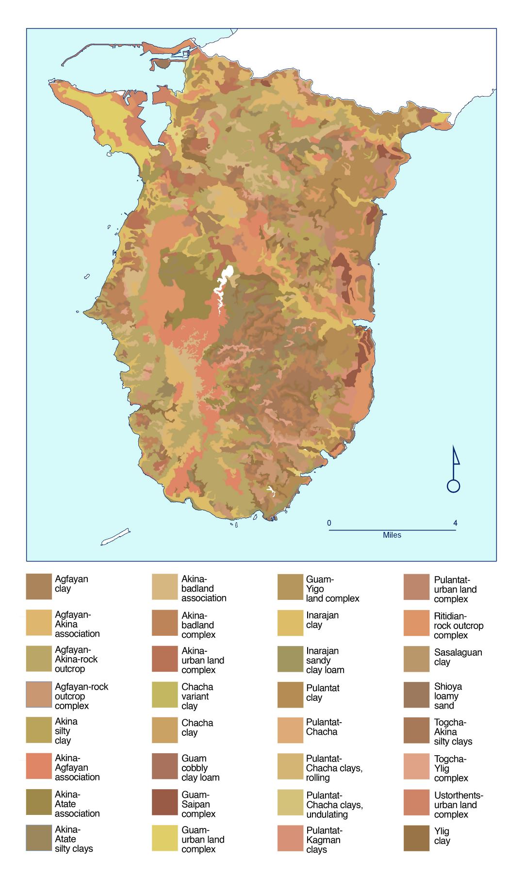 Large detailed soil map of Southern Guam