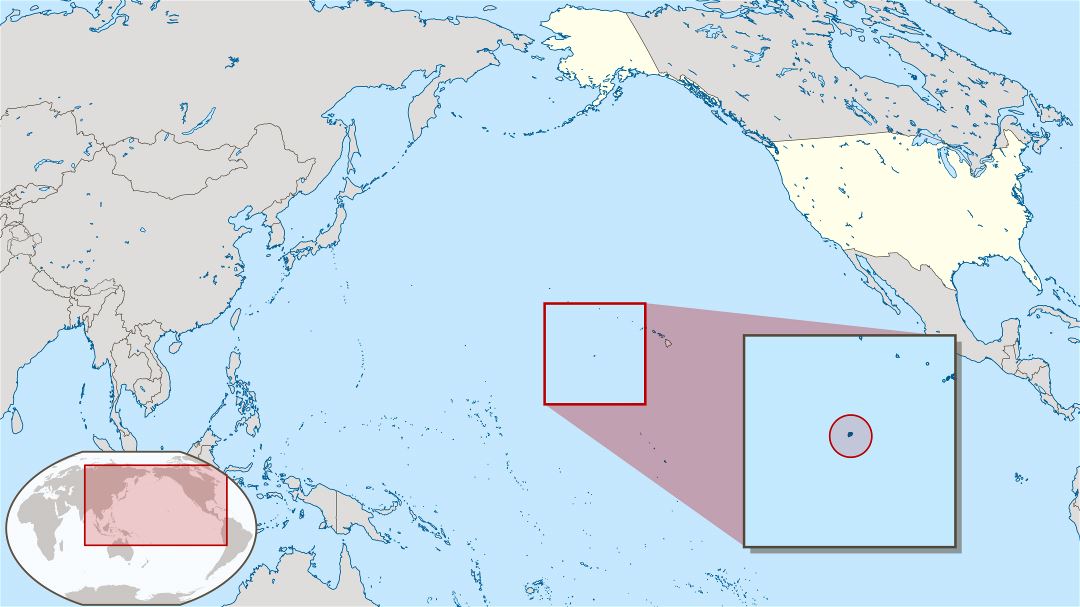 Large detailed location map of Johnston Atoll