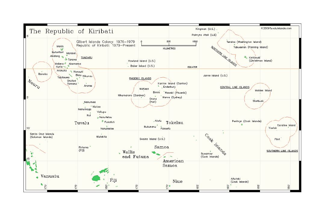 Detaield map of the Republic of Kiribati