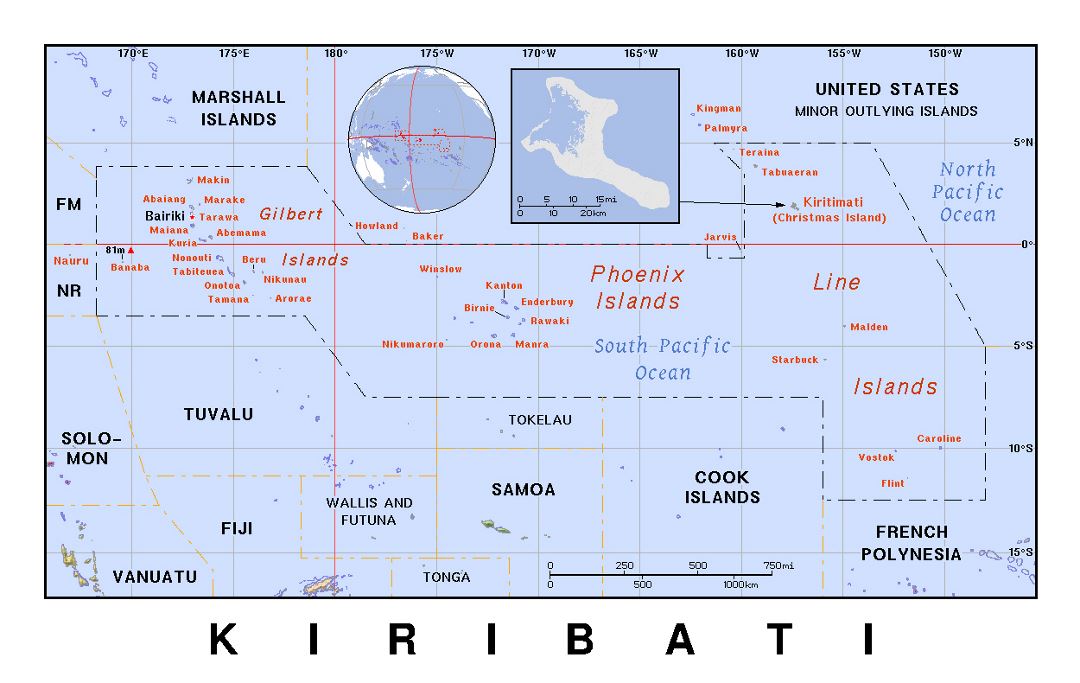 Detailed political map of Kiribati