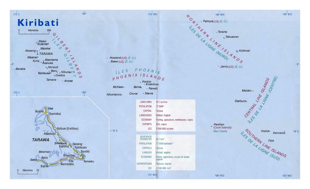 Large political map of Kiribati