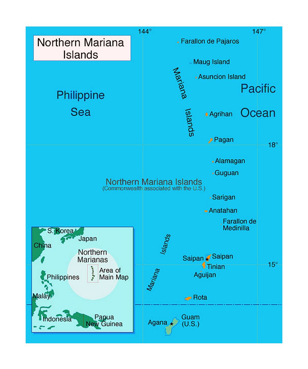 Detailed political map of Northern Mariana Islands