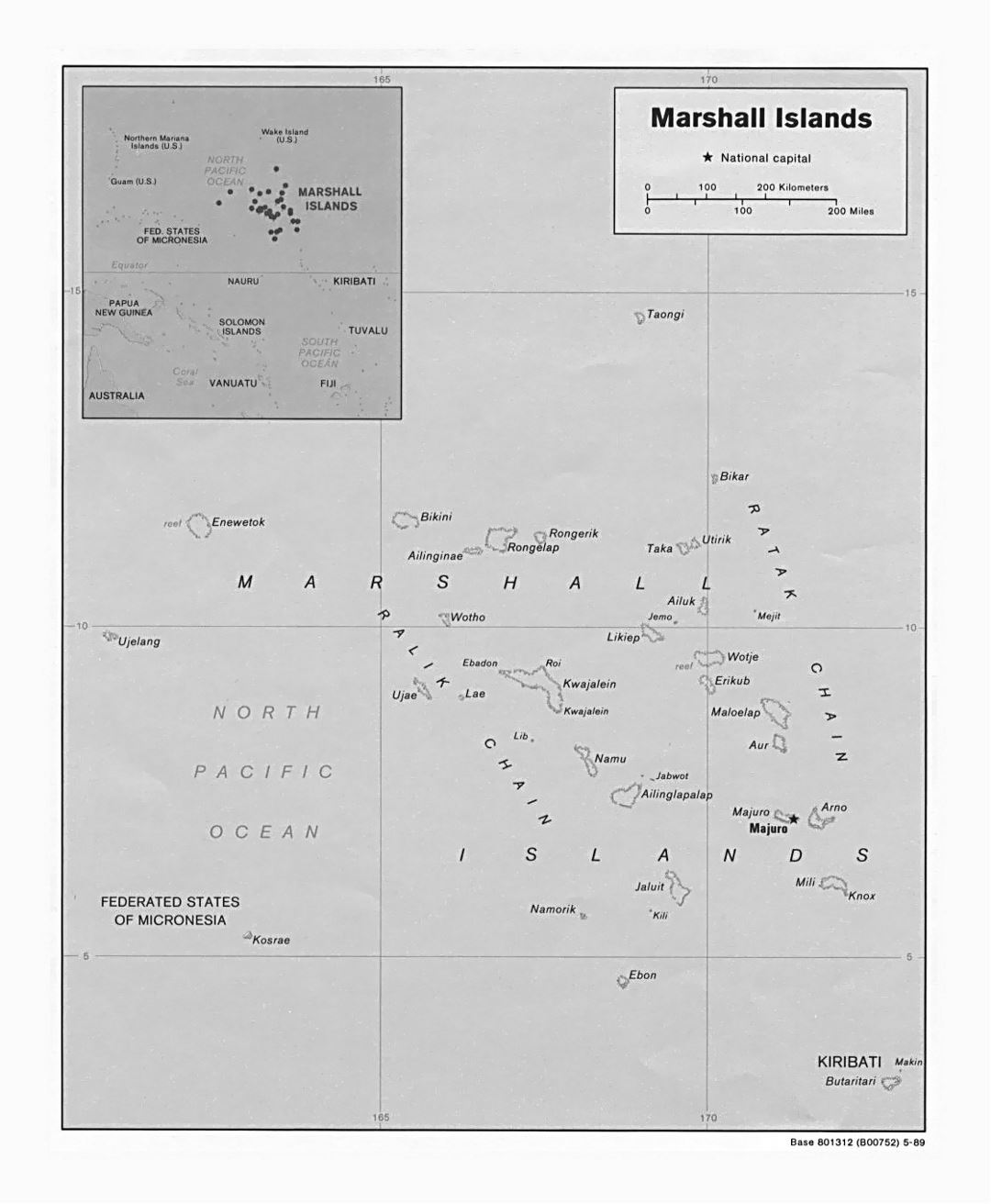 Detailed political map of Marshall Islands with other marks