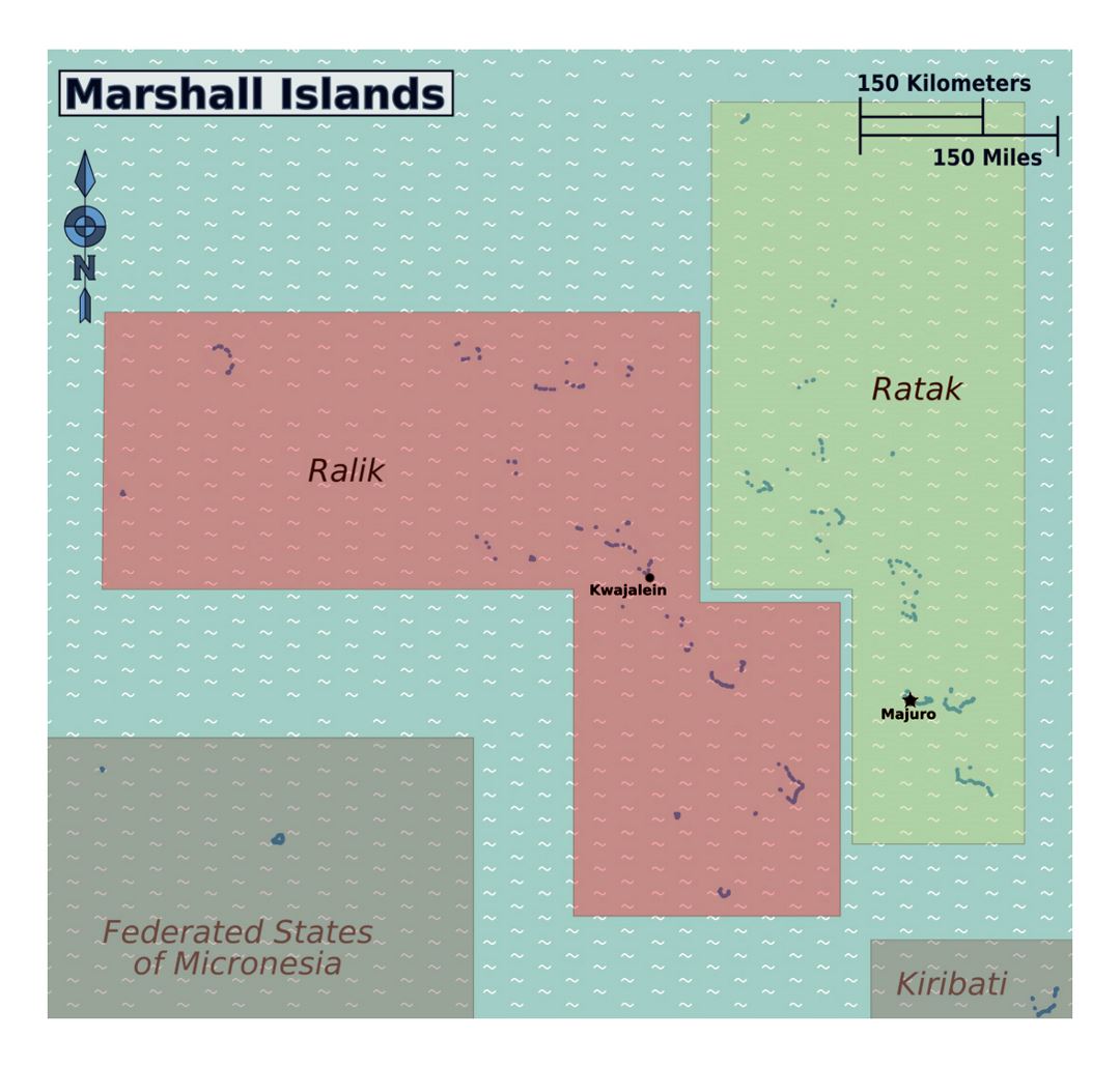 Detailed regions map of Marshall Islands