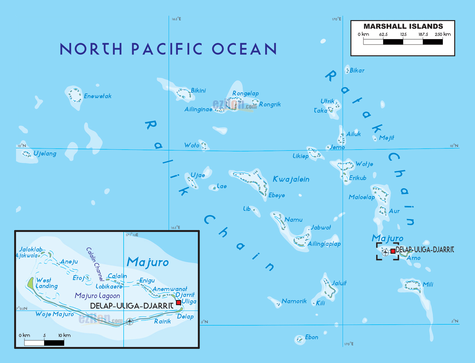 Large Physical Map Of Marshall Islands With Other Marks Marshall