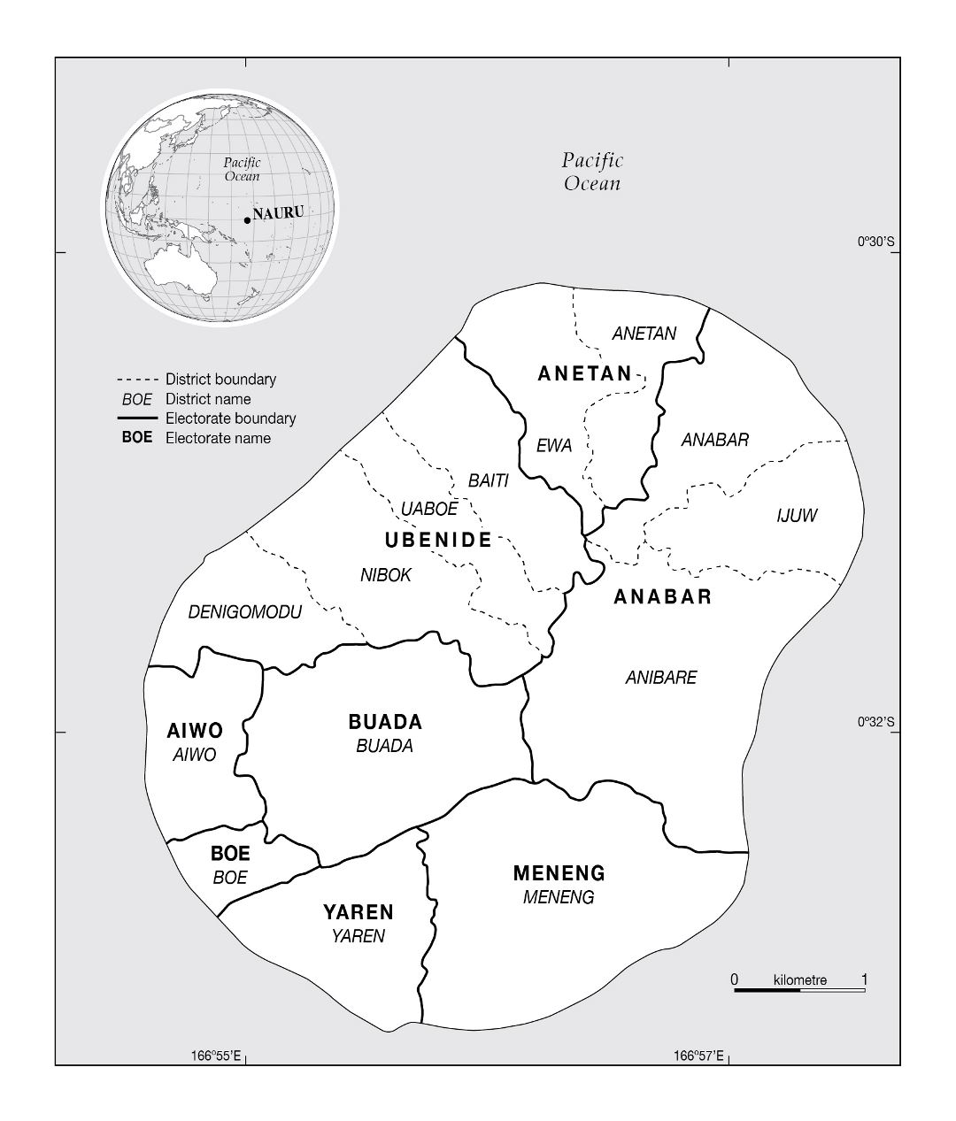 Large administrative map of Nauru