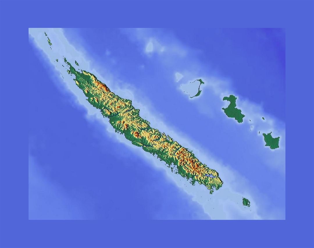 Detailed relief location map of New Caledonia