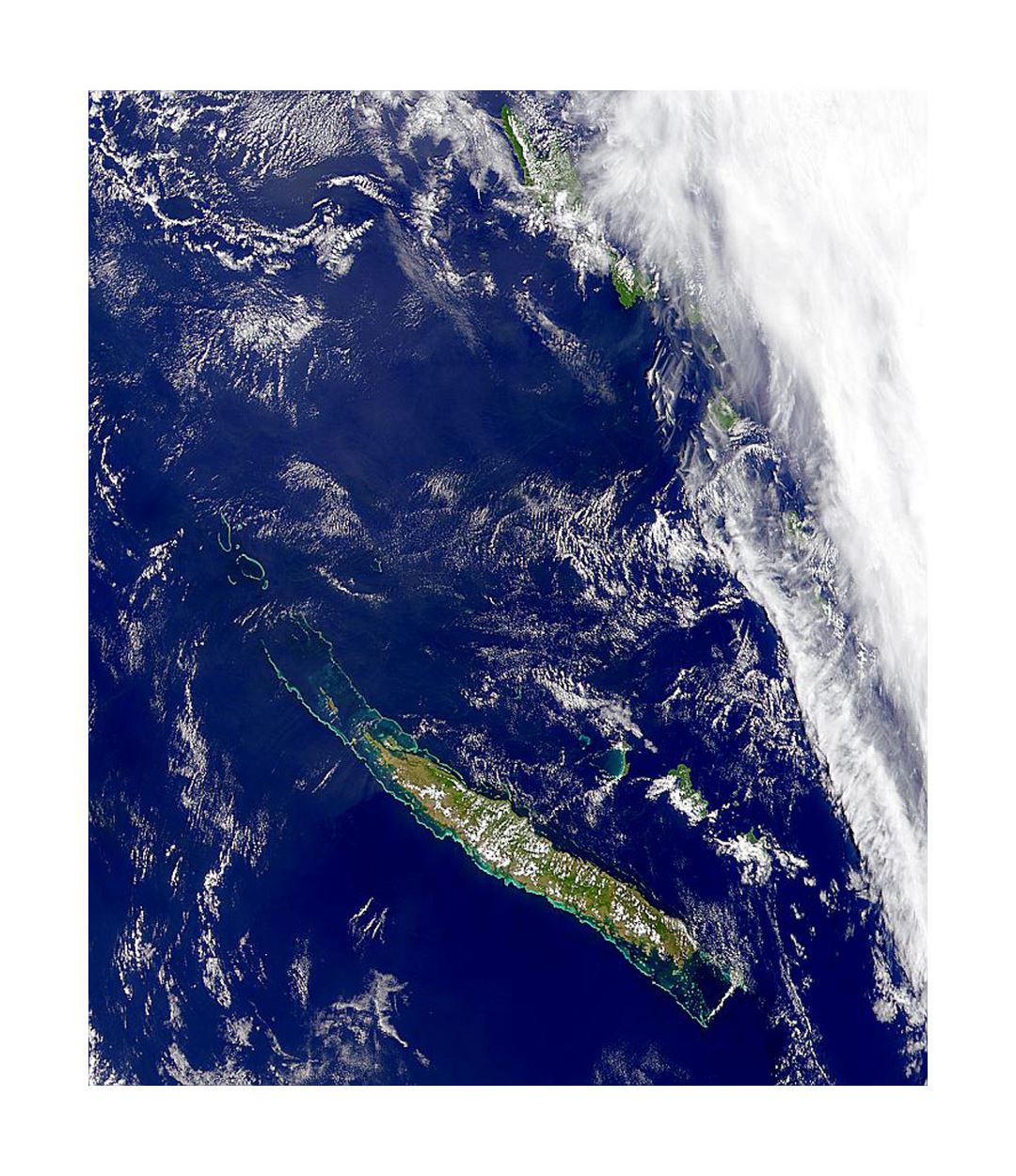 Detailed satellite map of New Caledonia