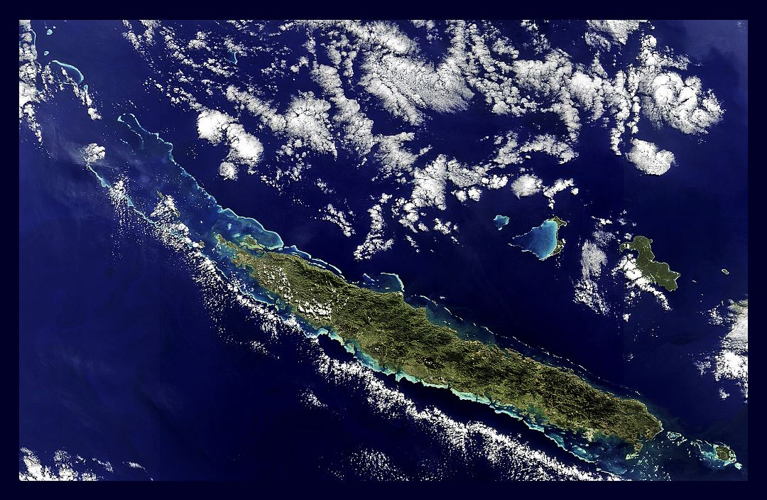 Large satellite map of New Caledonia