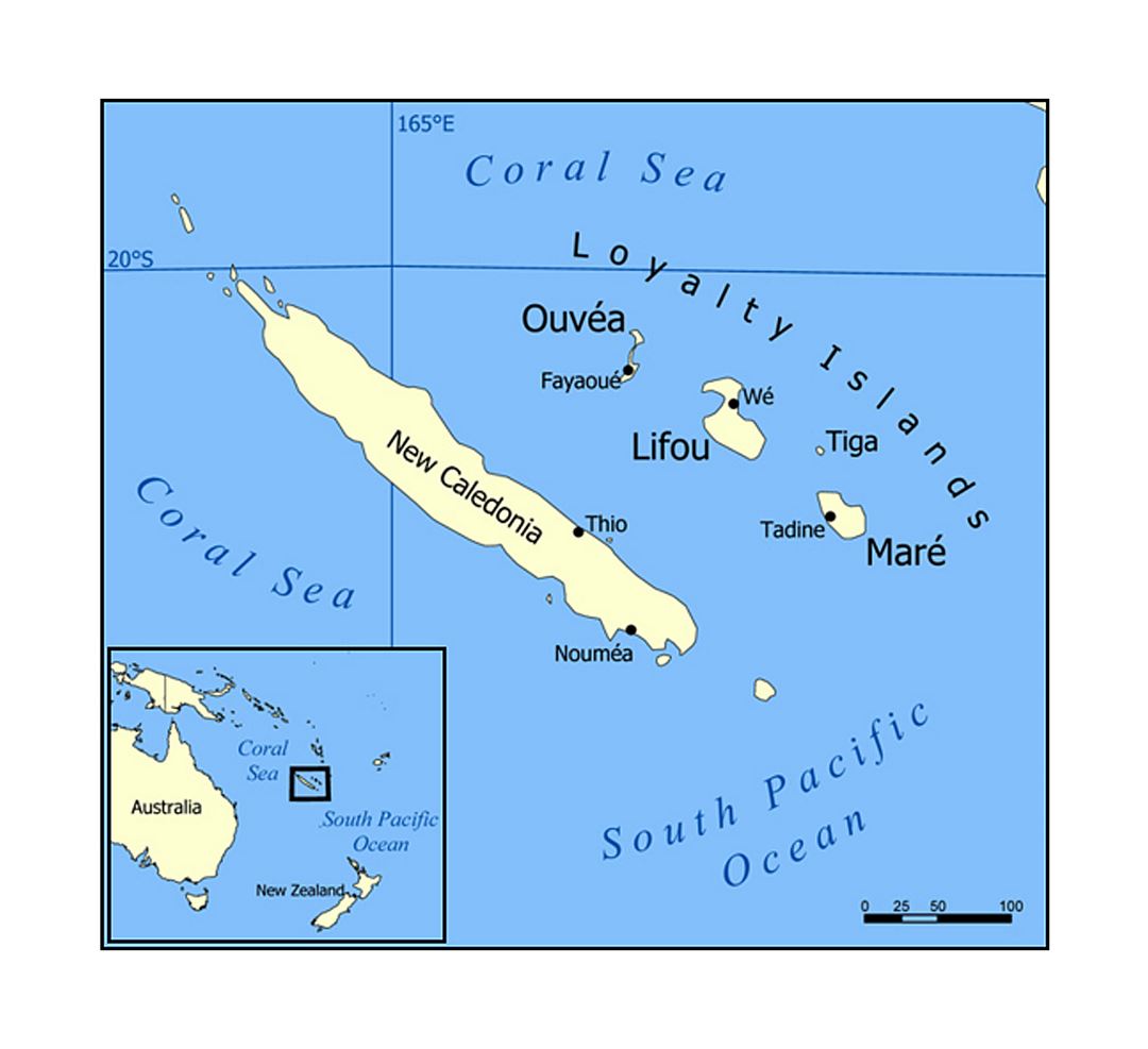 Political map of New Caledonia