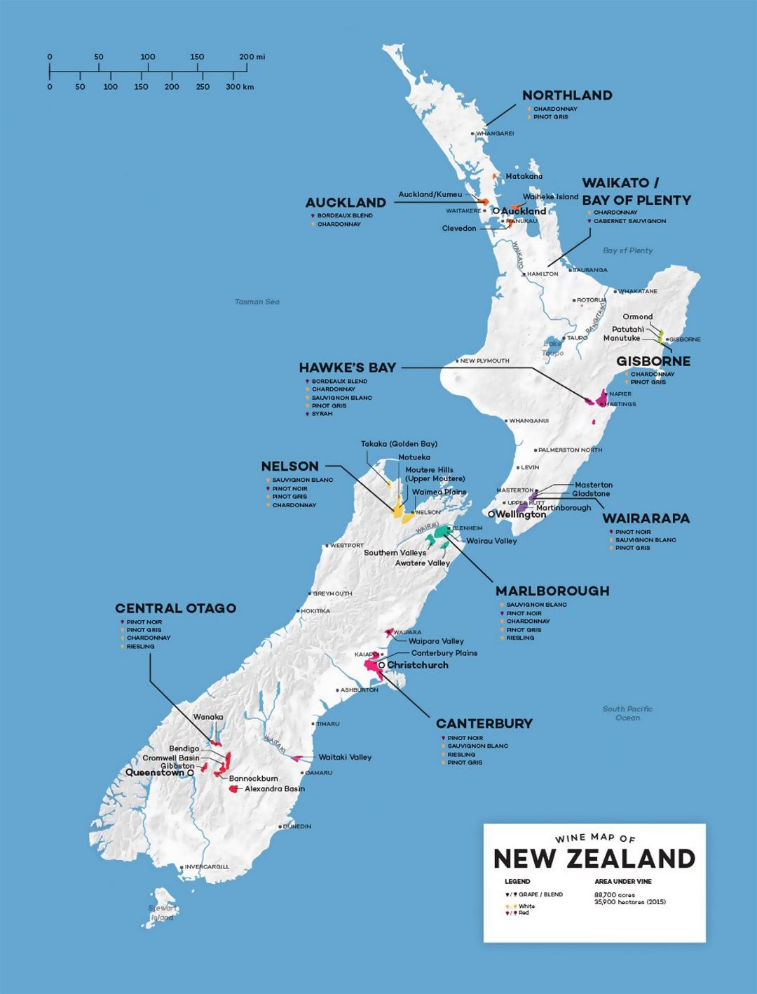 Wine map of New Zealand