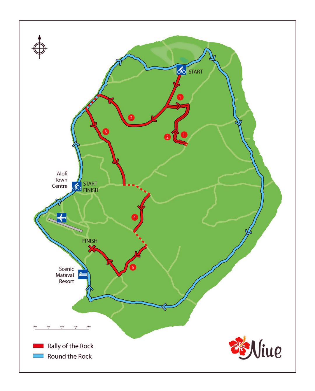 Detailed map of Niue with marks