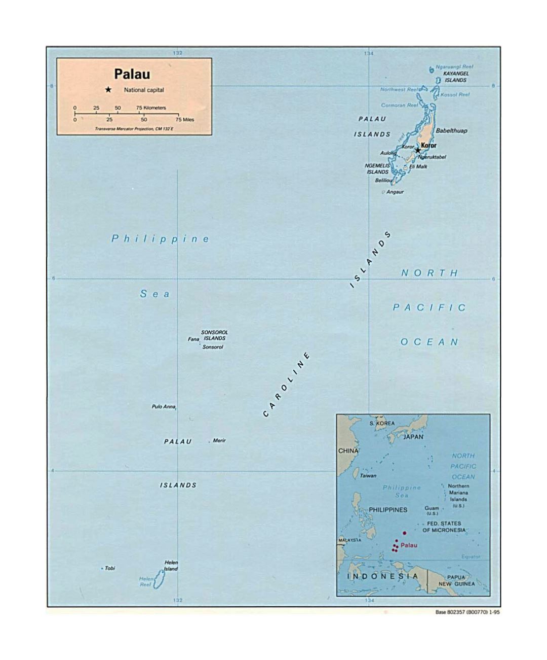 Detailed political map of Palau - 1995
