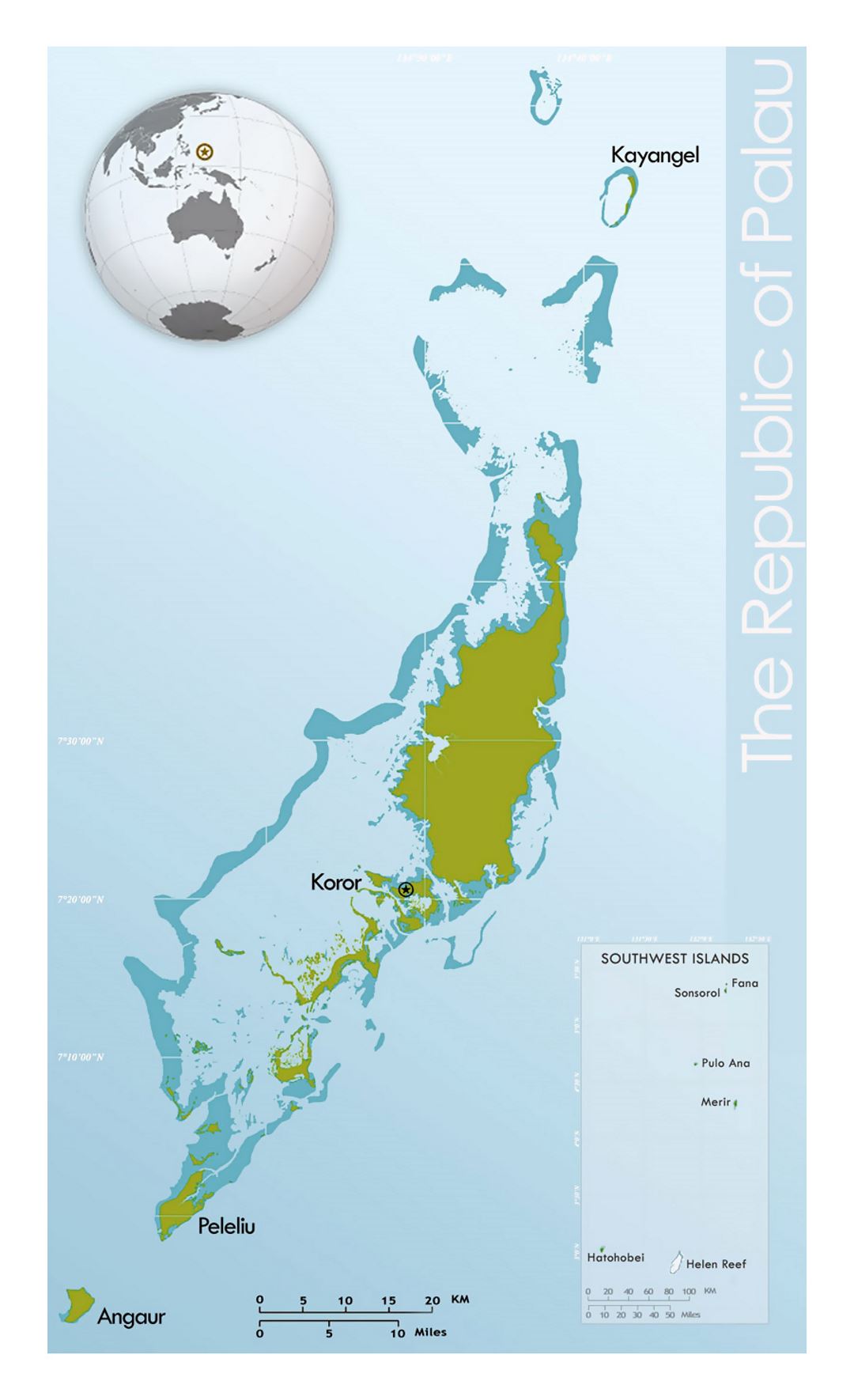 Detailed political map of Palau