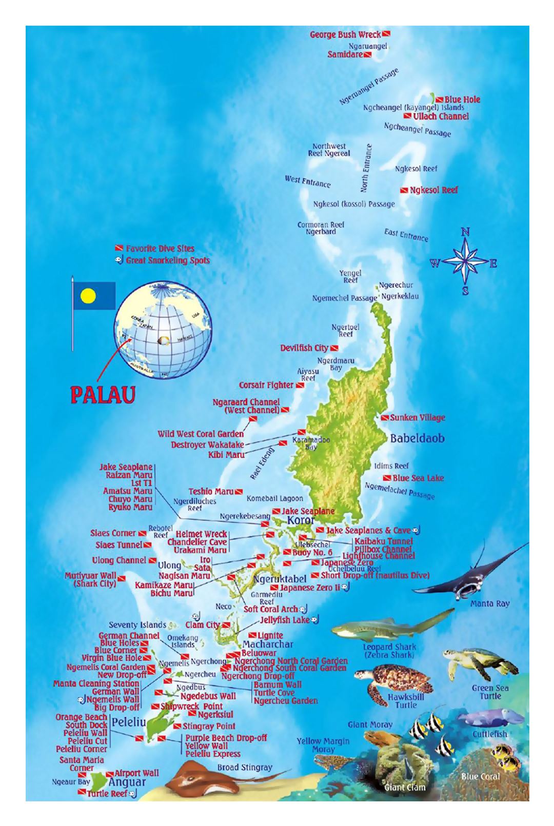 Detailed travel map of Palau