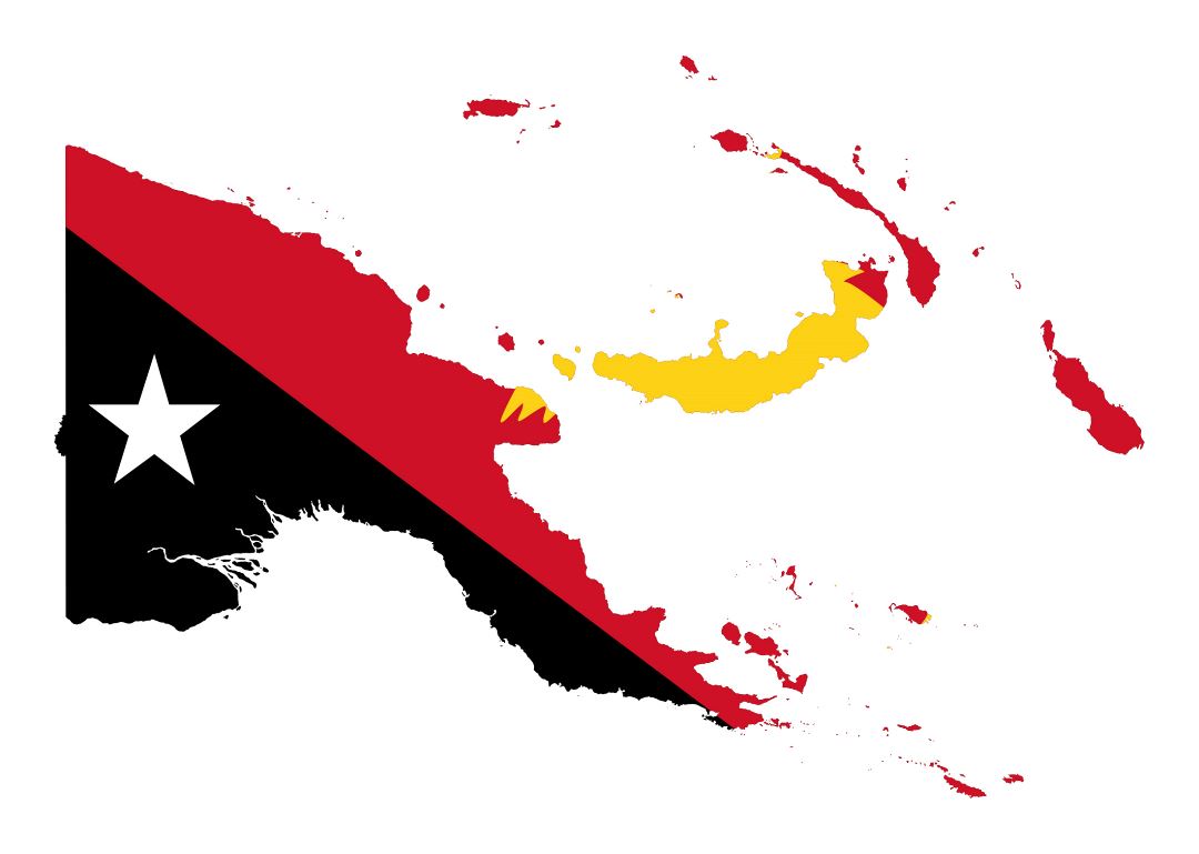 Large flag map of Papua New Guinea