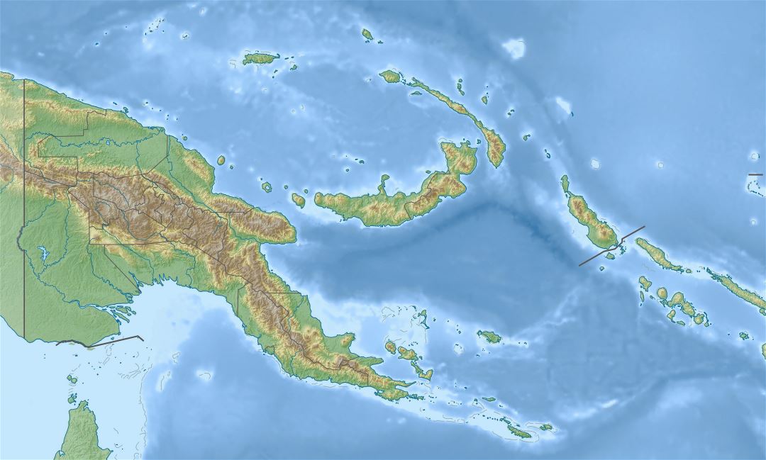 Large relief map of Papua New Guinea