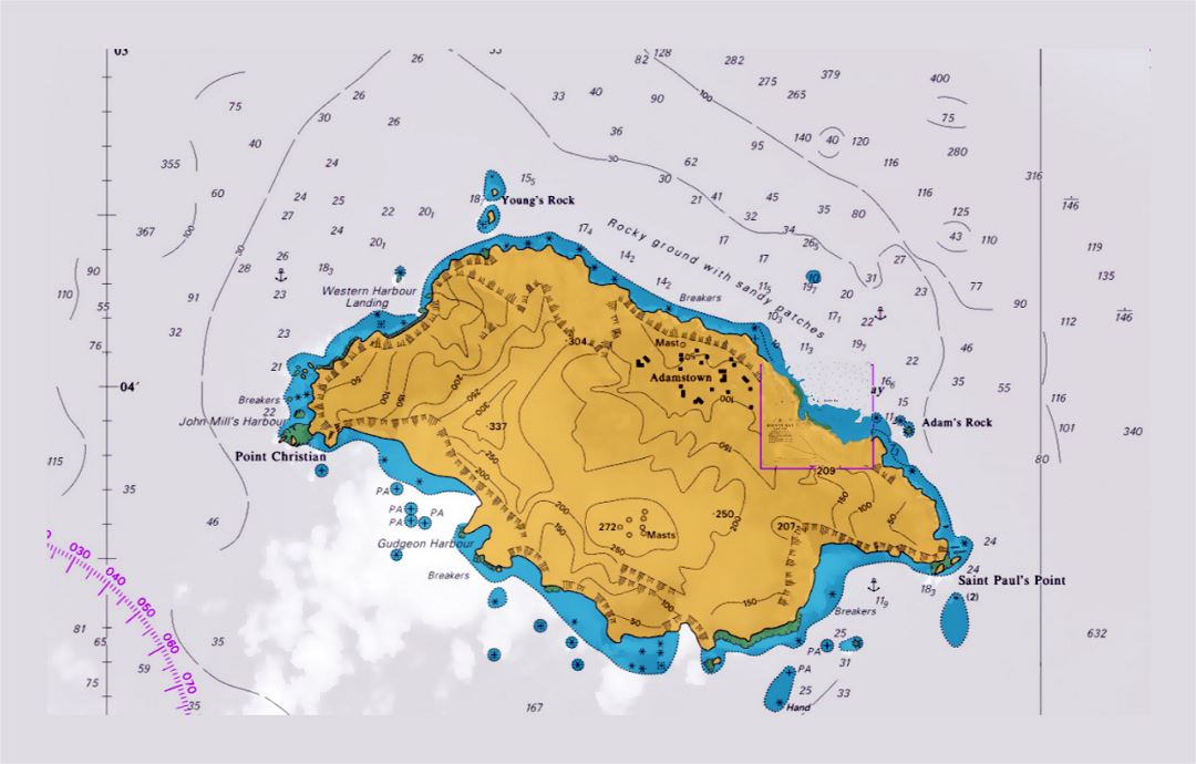 Large nautical map of Pitcairn Island