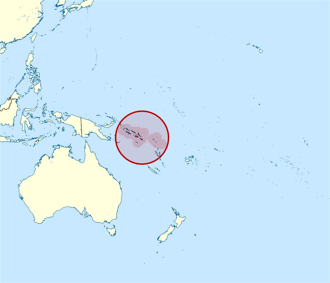 Large location map of Solomon Islands in Oceania