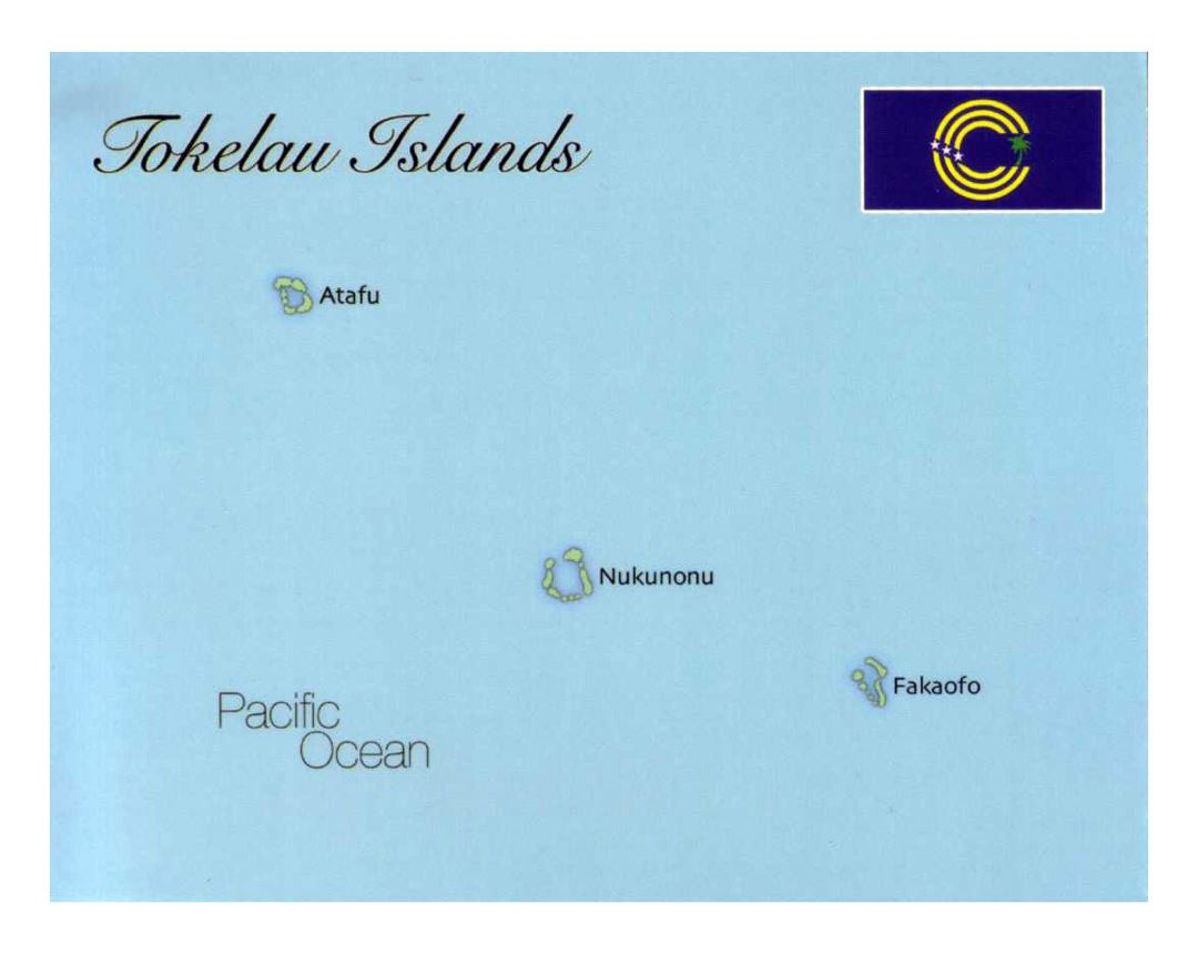 Detailed map of Tokelau with flag