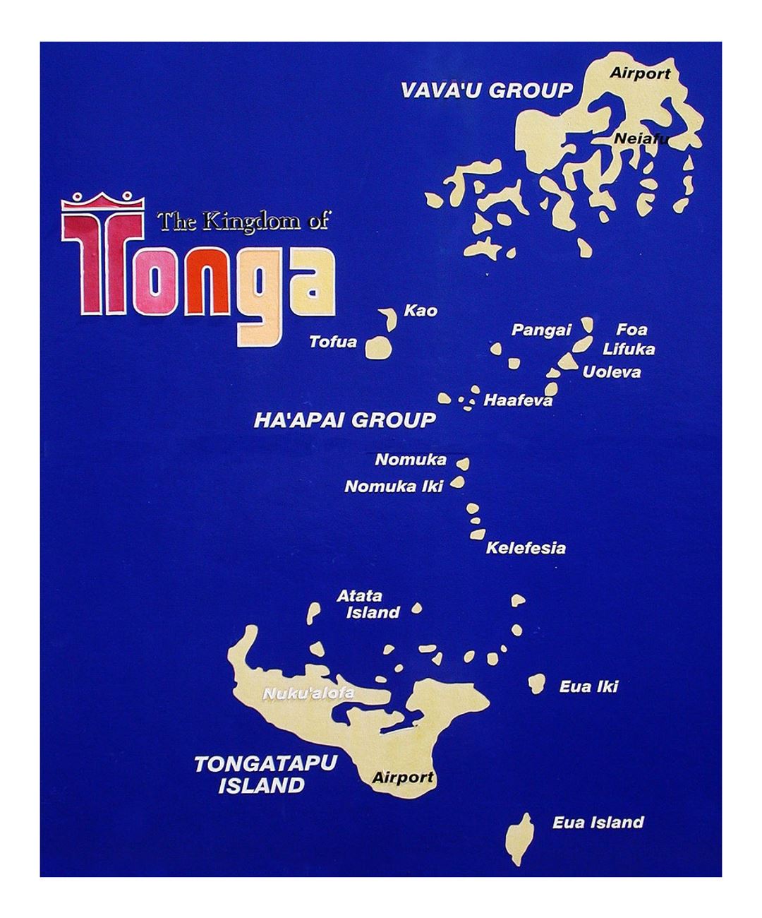 Detailed travel map of Tonga