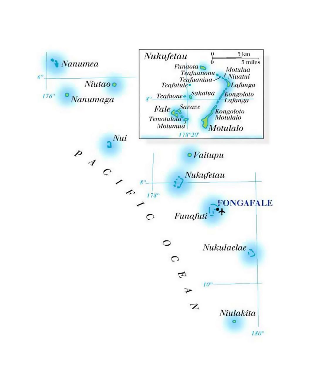 Detailed map of Tuvalu with airport