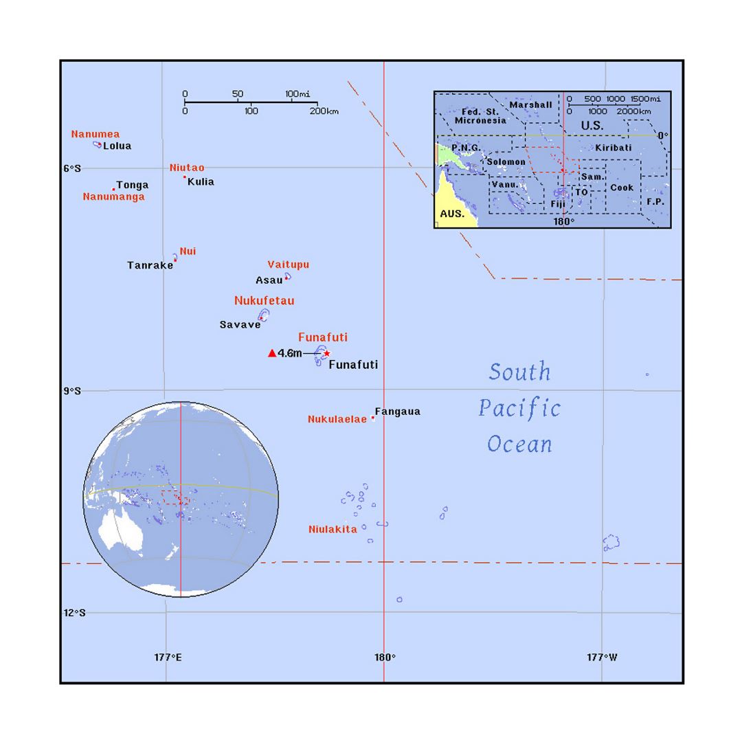 Detailed political map of Tuvalu