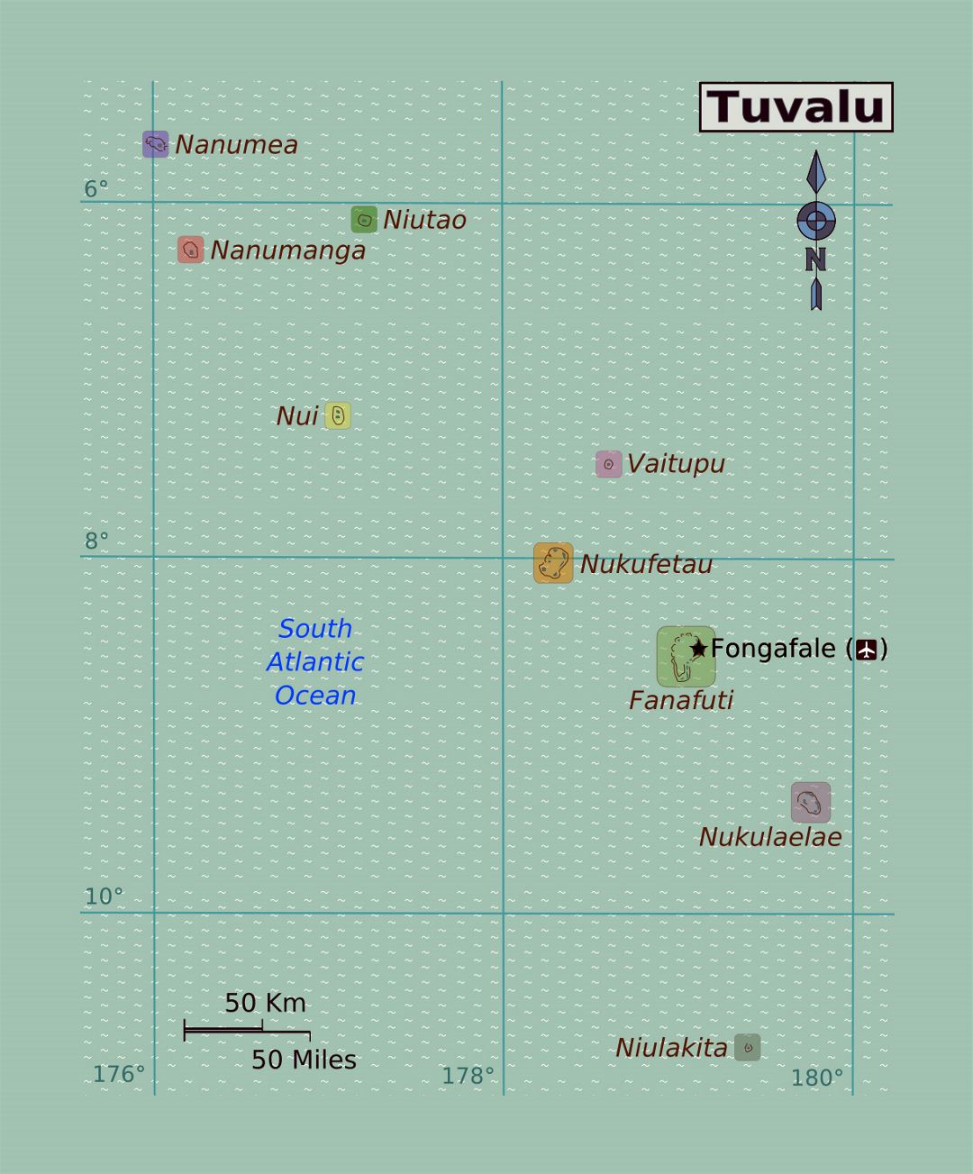 Detailed regions map of Tuvalu