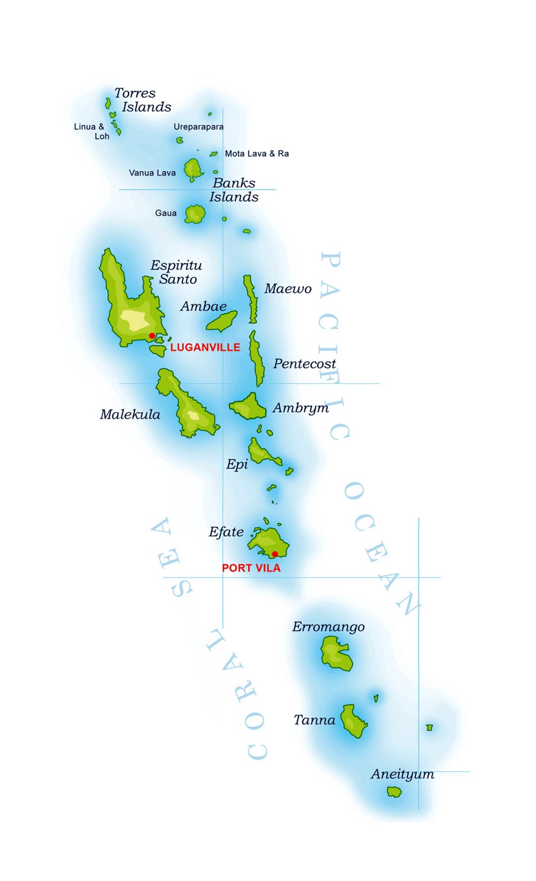 Detailed elevation map of Vanuatu