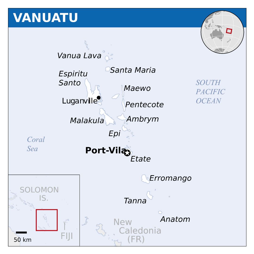 Large political map of Vanuatu