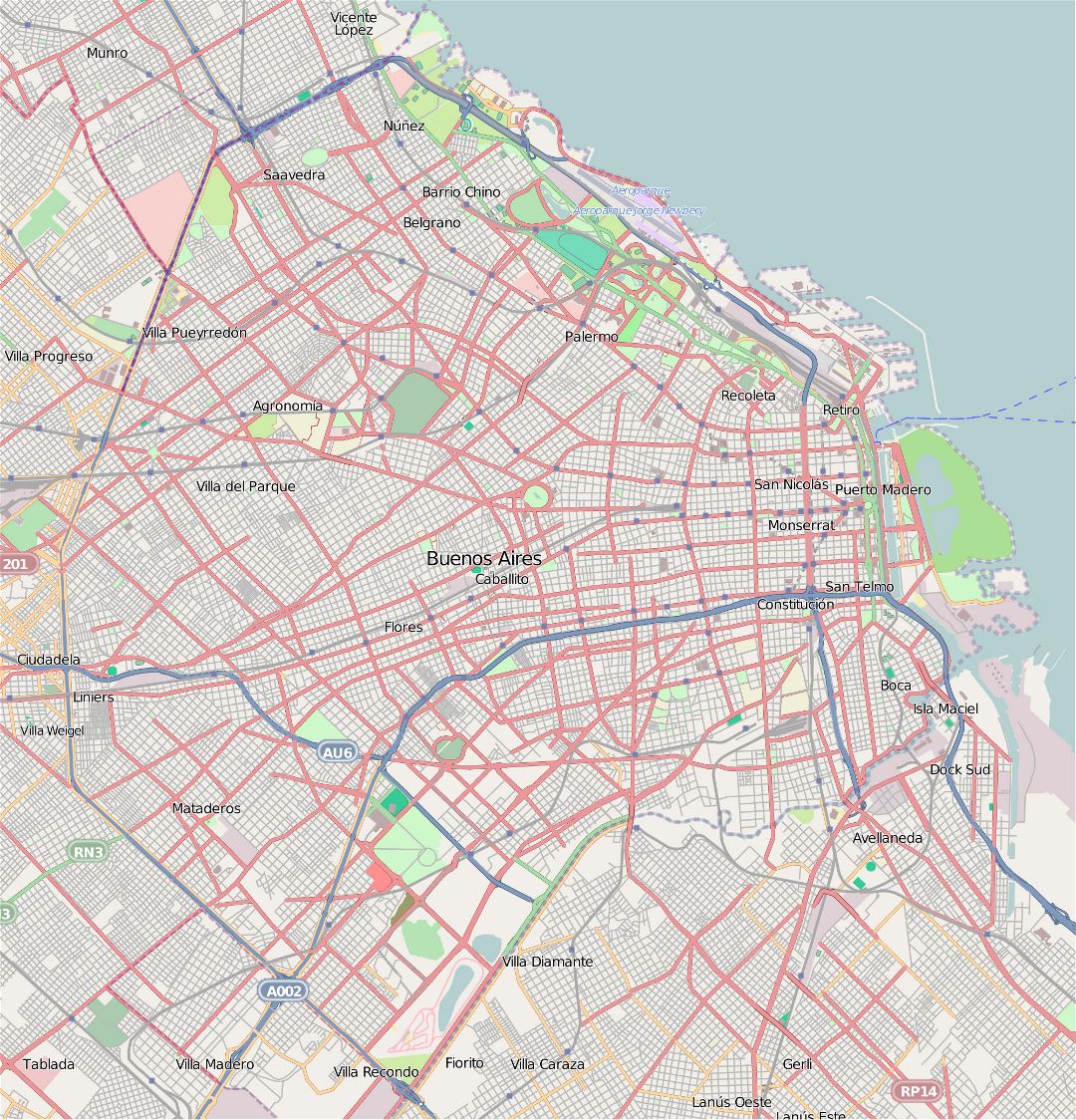 Detailed road map of Buenos Aires