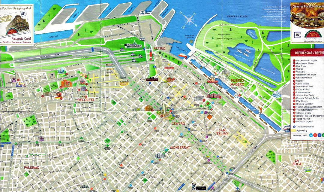 Detailed tourist map of central part of Buenos Aires city