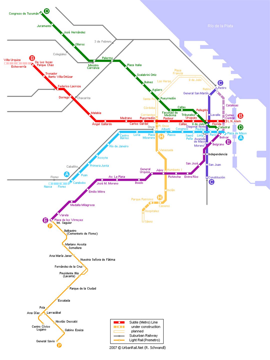 Metro map of Buenos Aires