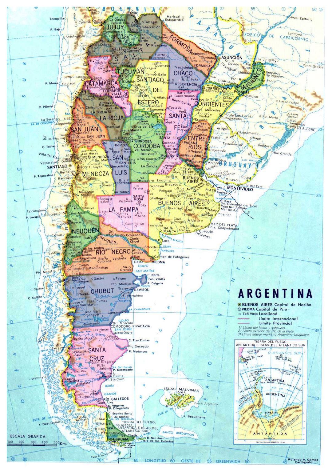 Detailed political and administrative map of Argentina