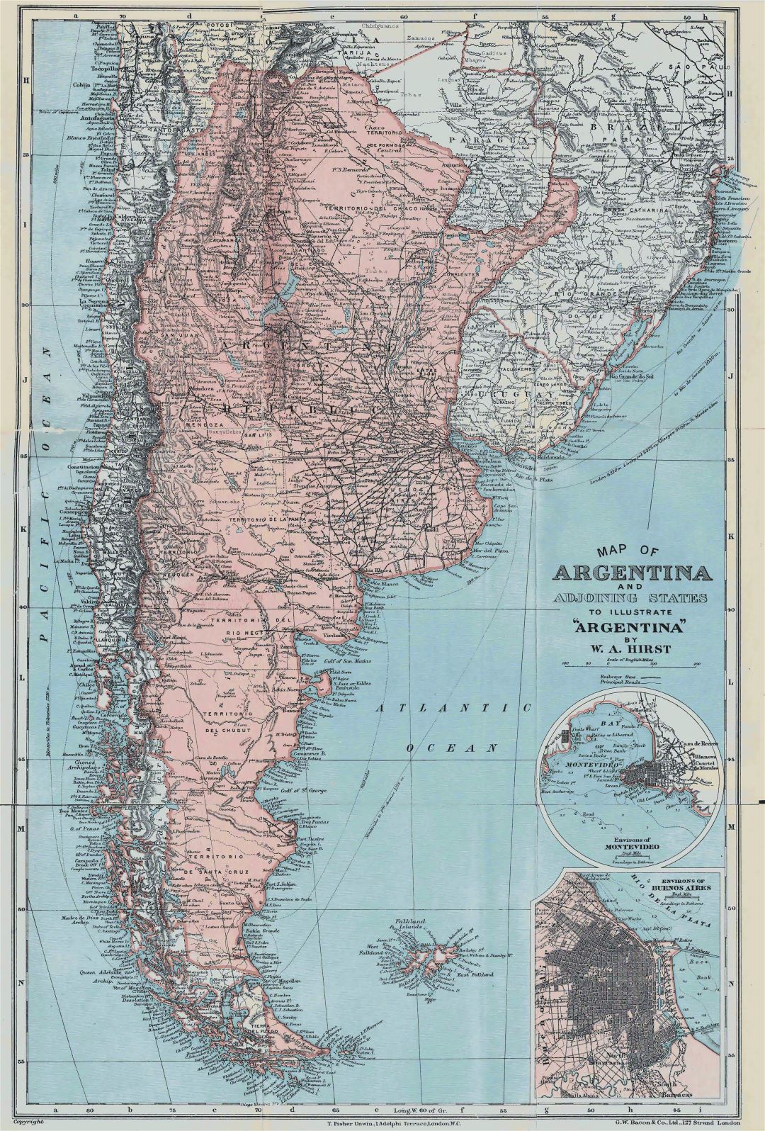 Large detailed old map of Argentina - 1900