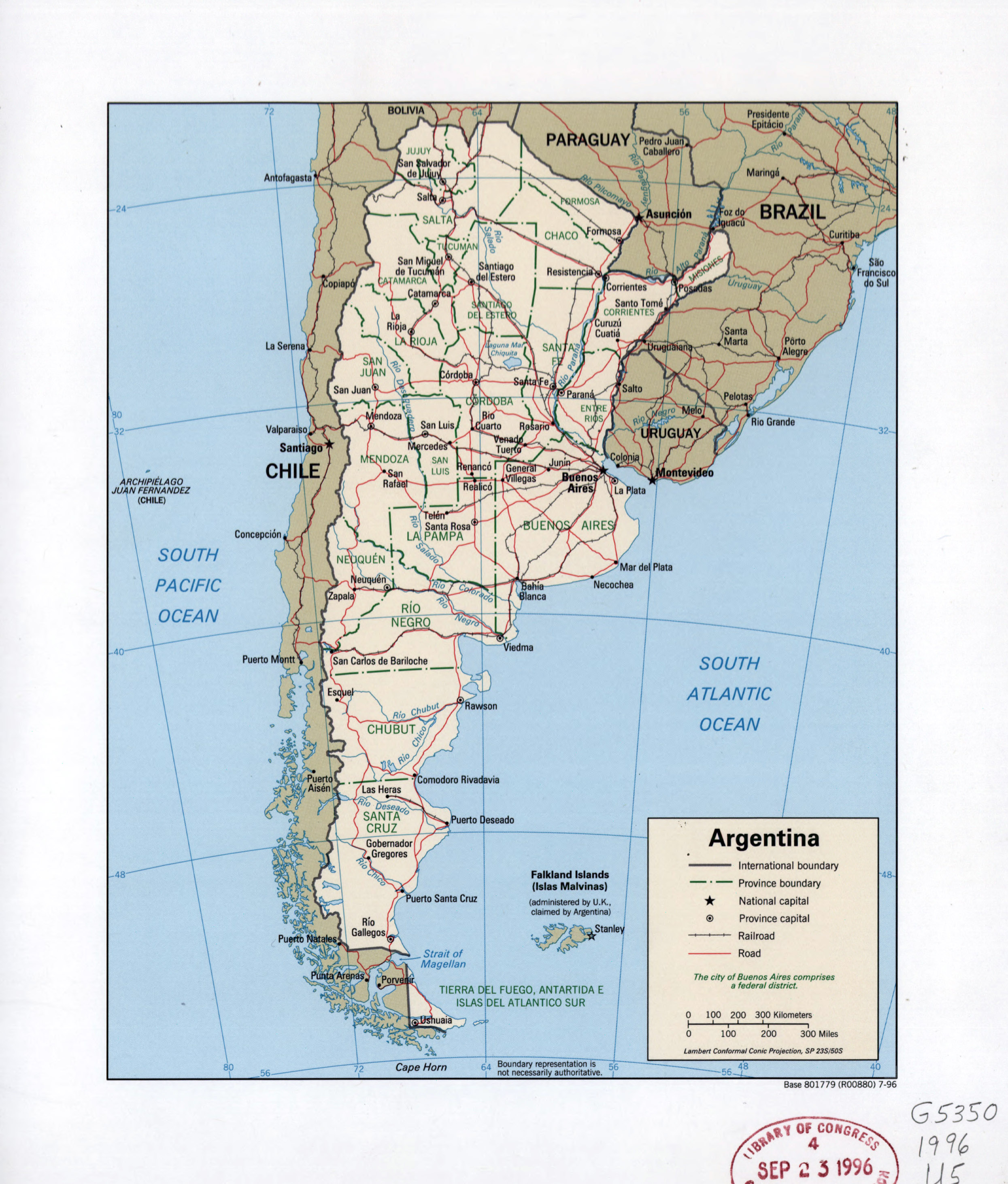 Large Detailed Political And Administrative Map Of Argentina With Roads Railroads Cities And Major Cities 1996 Argentina South America Mapsland Maps Of The World