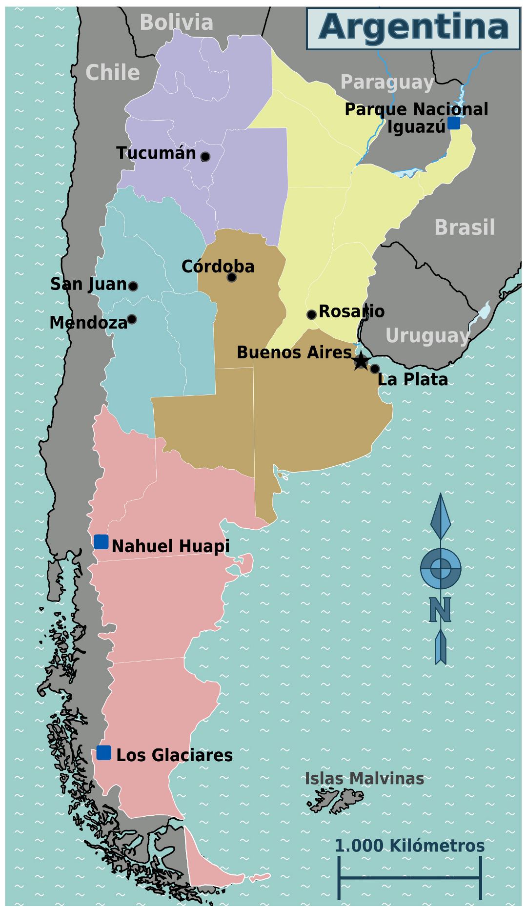 Large regions map of Argentina