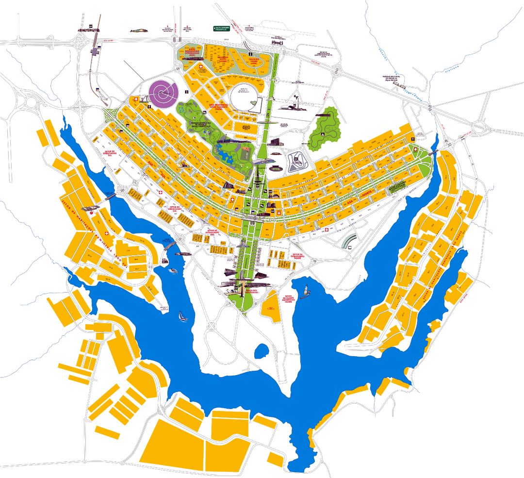 Large map of Brasilia city
