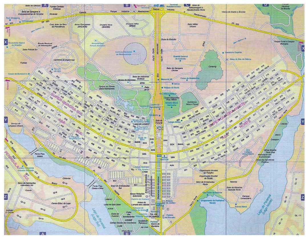 Large road map of Brasilia city