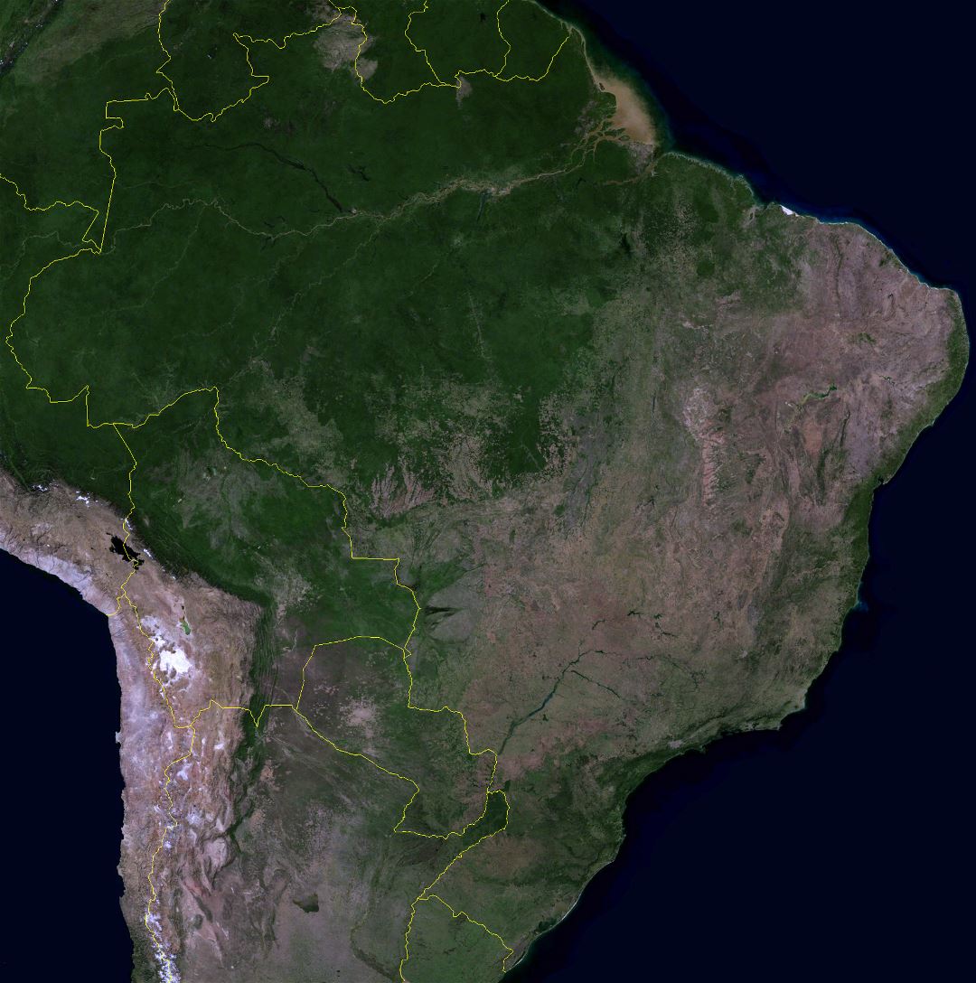 Detailed satellite map of Brazil