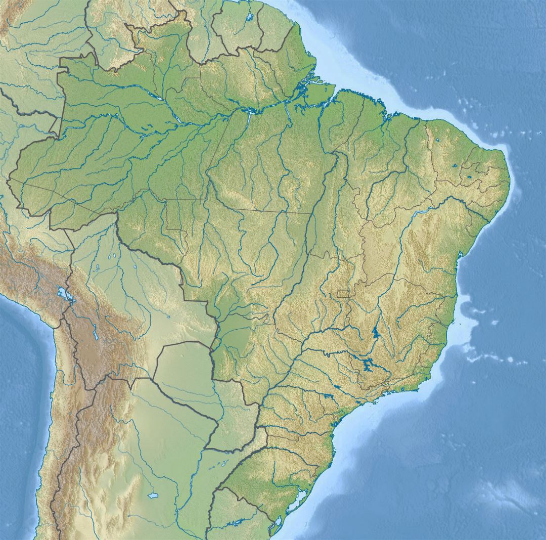 Large relief map of Brazil